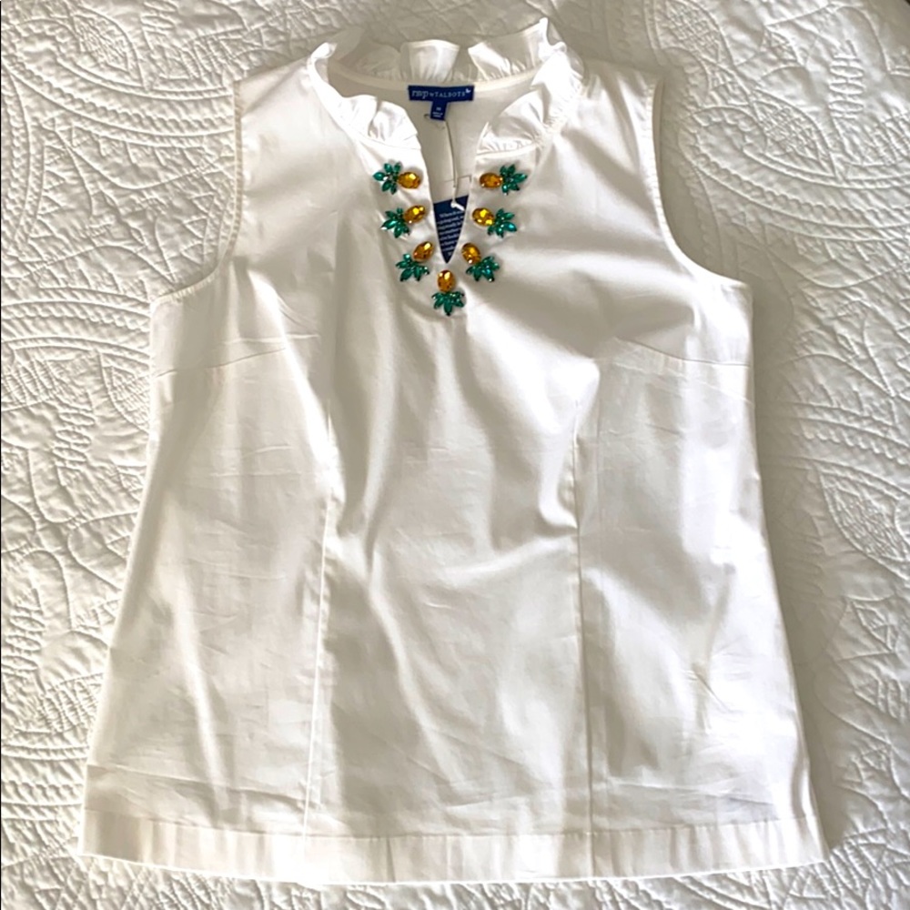 Talbots Poplin Blouse - Embellished Pineapple